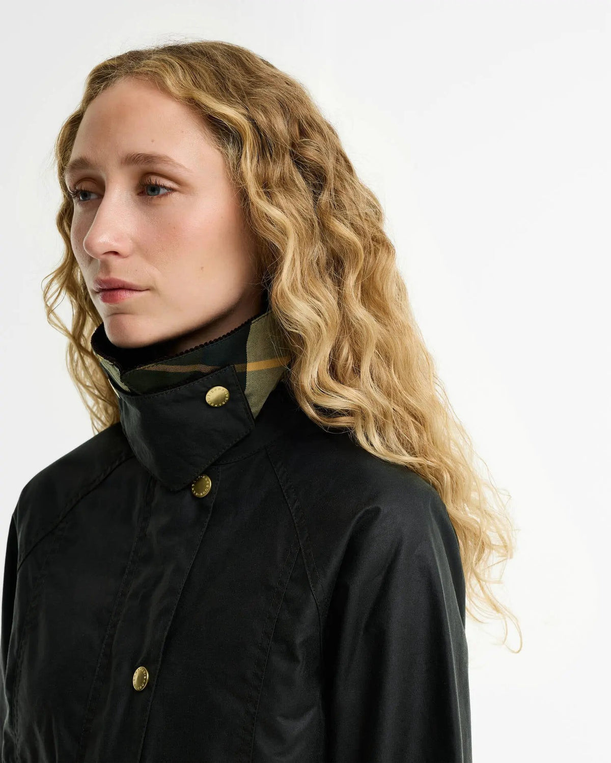 Barbour Cropped Beadnell Waxed Jacket LWX1403 SG51 Sage - dettaglio finiture