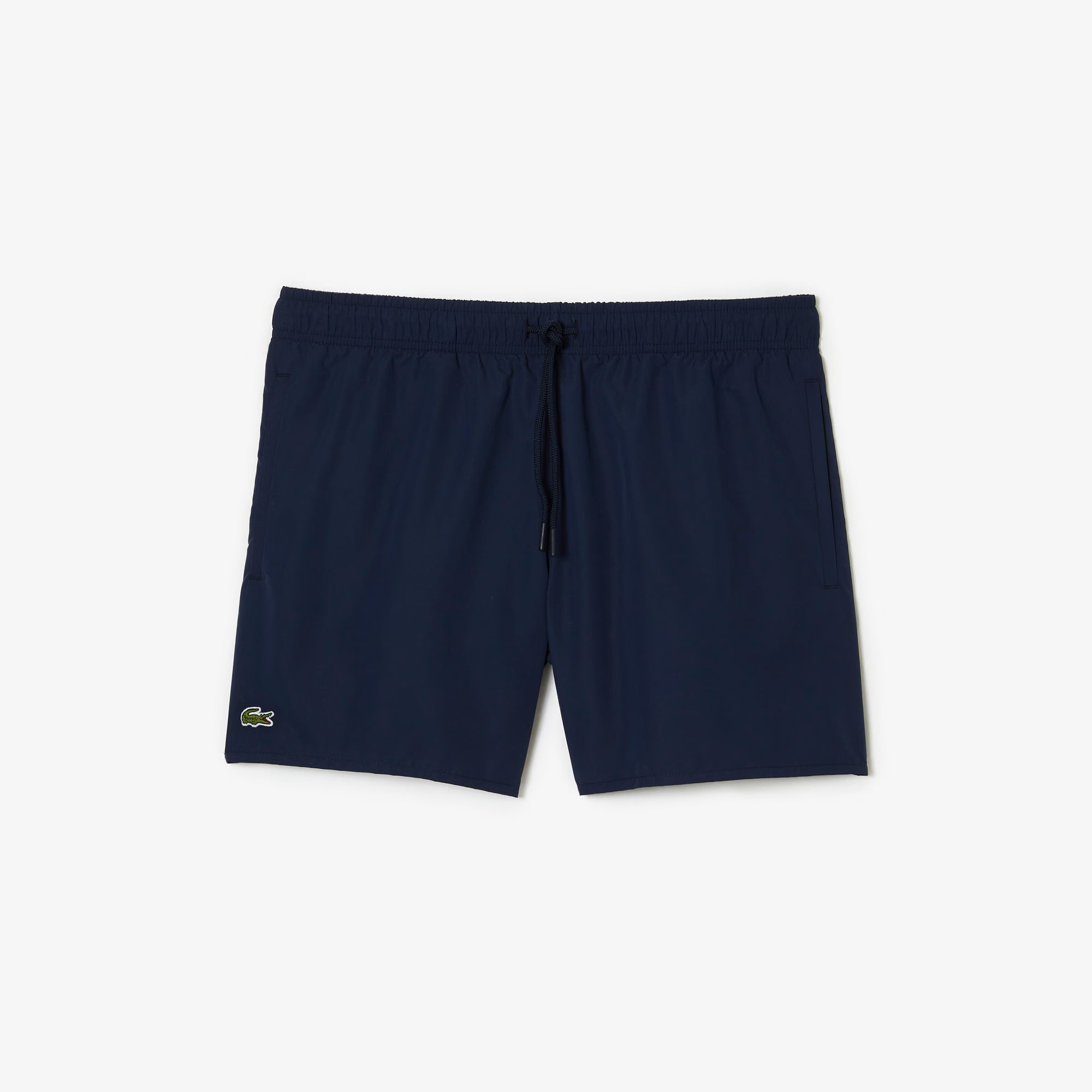 Costume da bagno quick-dry LACOSTE MH6270 802, stile sportivo con dettagli in mesh blu e logo sulla parte anteriore.