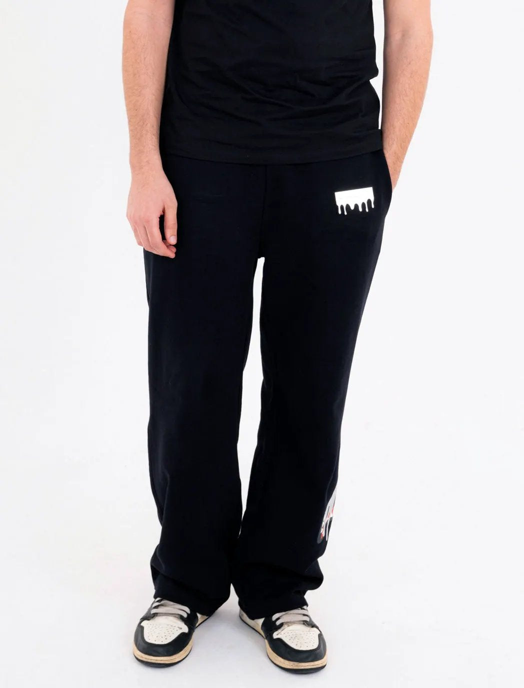 Pantalone tuta Sprayground Silver Drip SP995GBLK Nero - Vista frontale