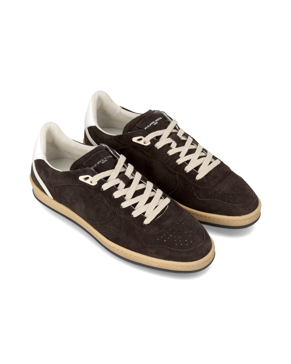 Sneakers Philippe Model Pgal Uomo PGLU D004 Marrone Bianco - Vista laterale con scudetto