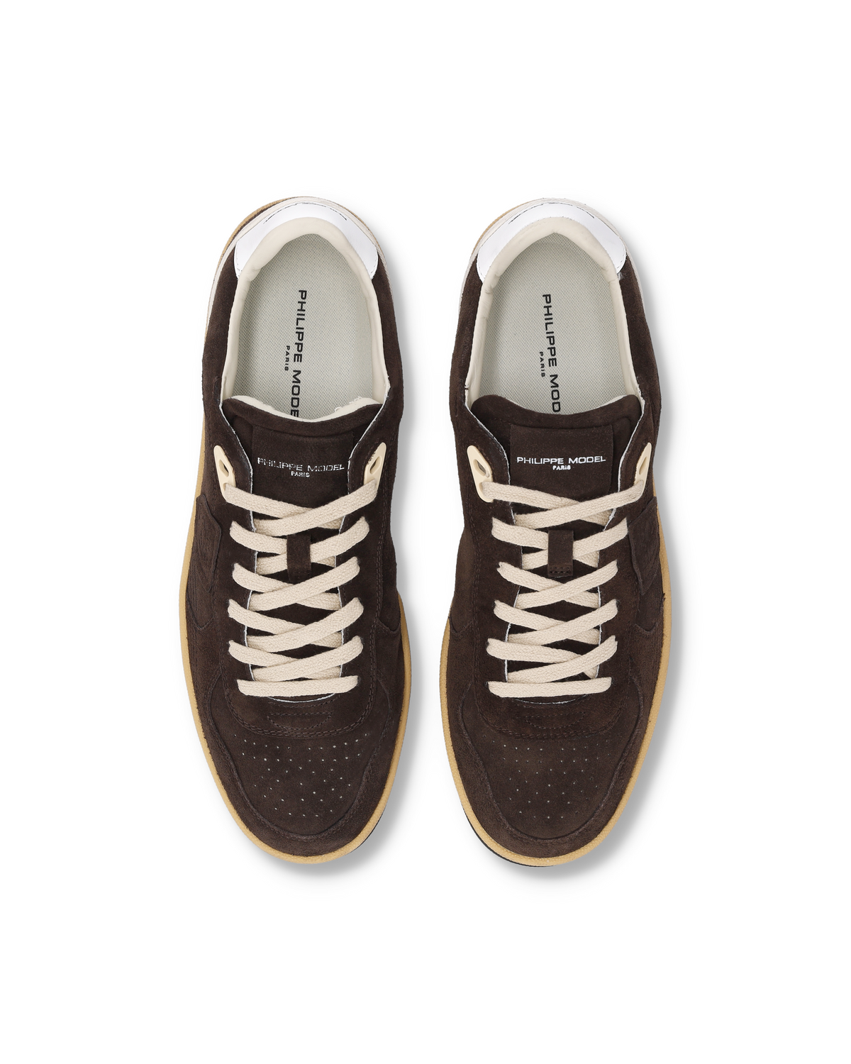 Sneakers Philippe Model Pgal Uomo PGLU D004 Marrone Bianco - Vista superiore con lacci e soletta