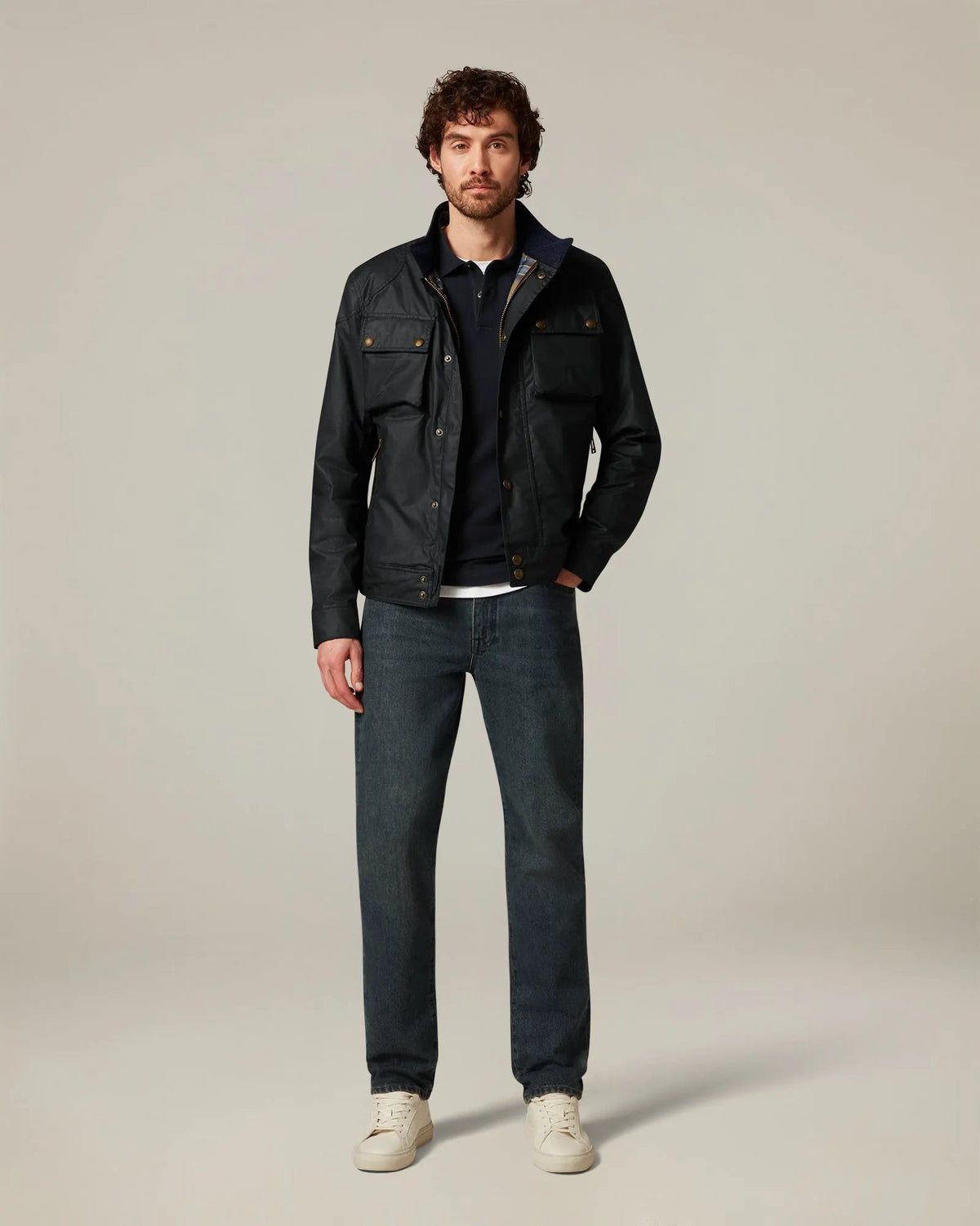 Belstaff Racemaster Icon Jacket - Dark Navy (105306DKNVY) dettaglio collo e chiusura