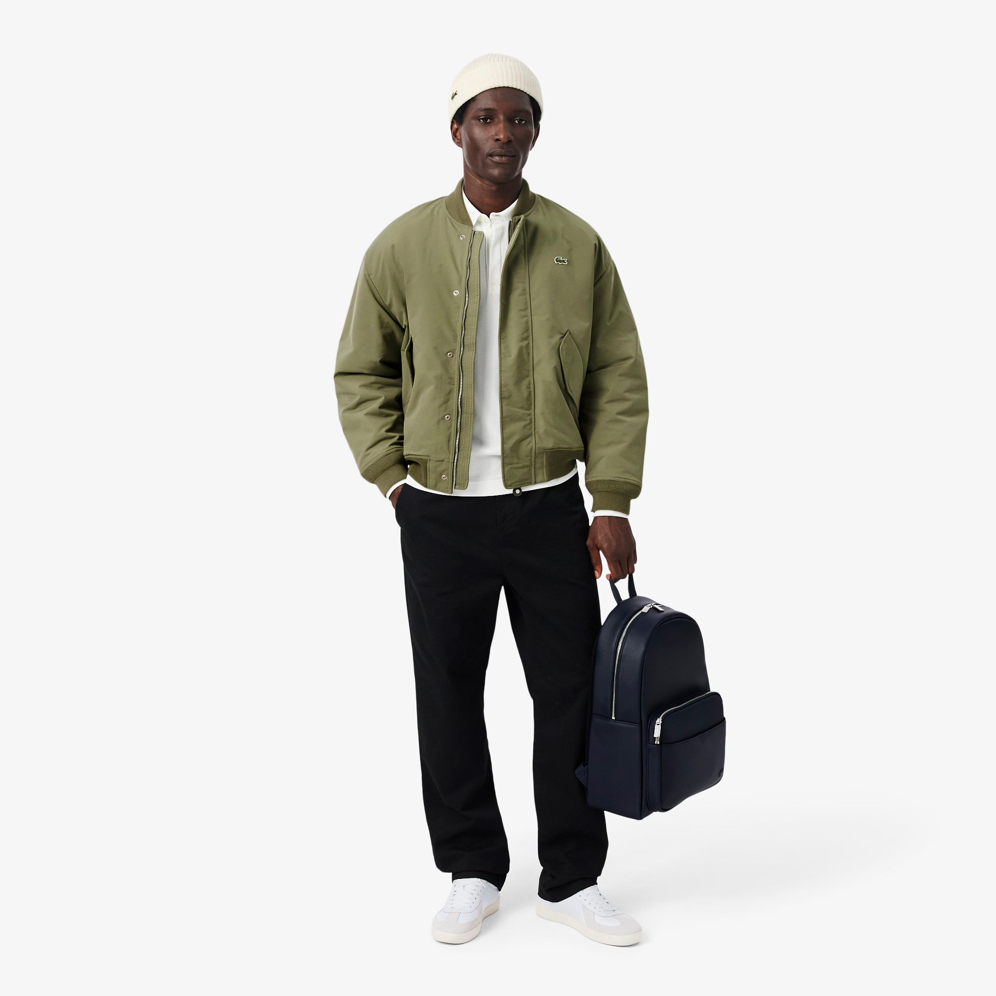 LACOSTE RB001 70V BONNET en laine brossée côtelée
