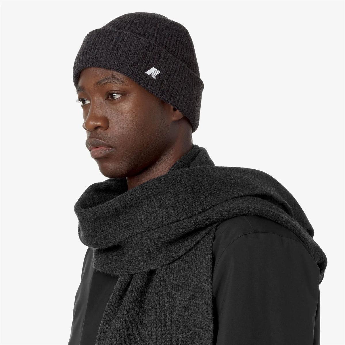 K-Way Berretto Brice Cardigan Stitch Wool Nero K2132HW - Vista d'insieme