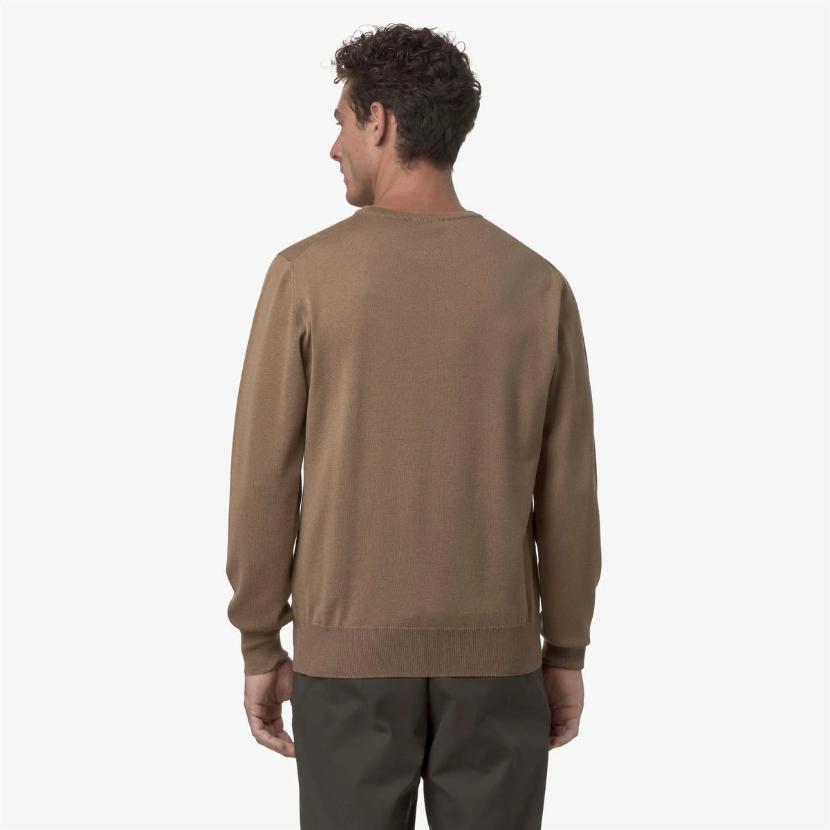 Maglione in lana merino Sebastien da uomo, colore Brown Cartouche - Dettaglio collo