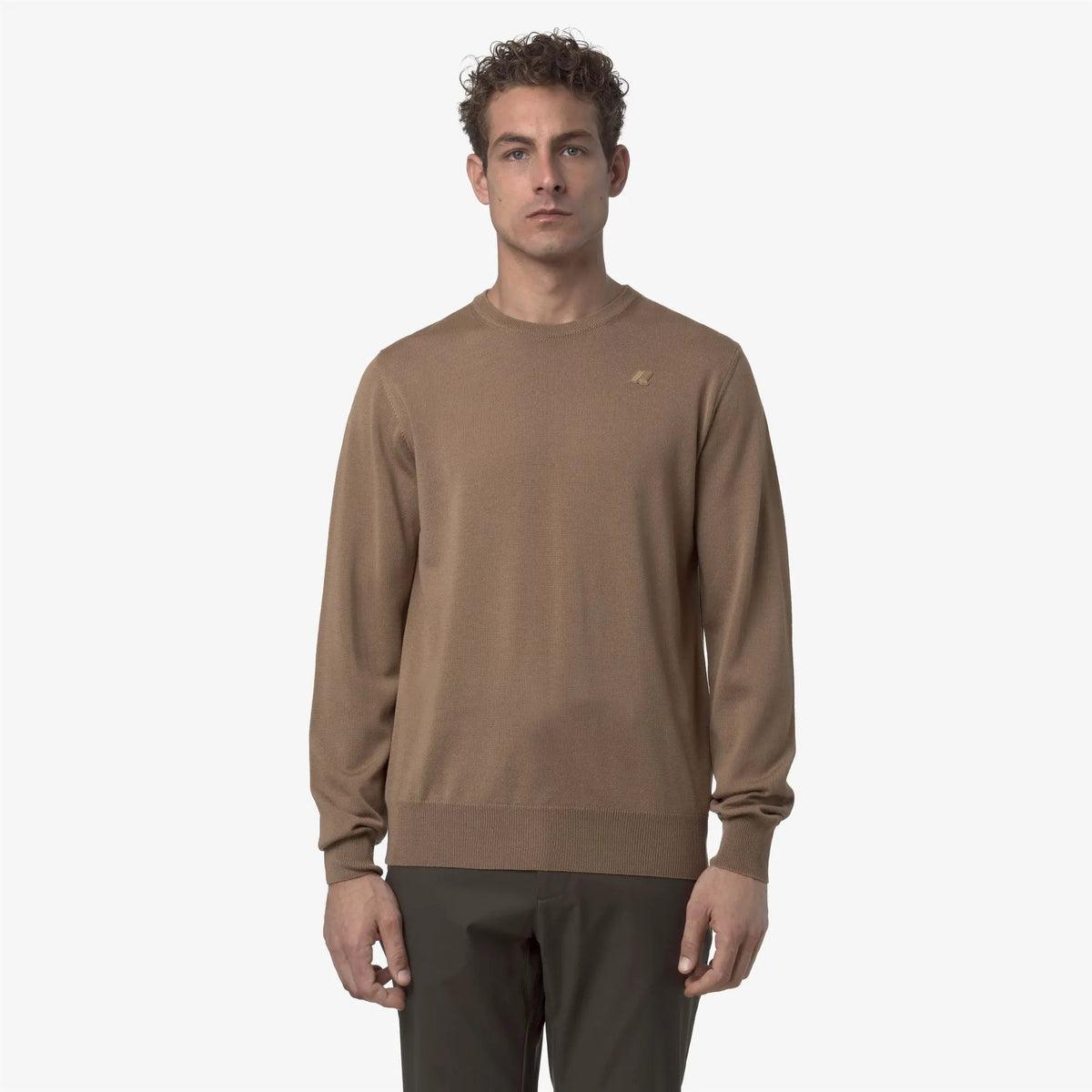 Maglione in lana merino Sebastien da uomo, colore Brown Cartouche - Vista frontale