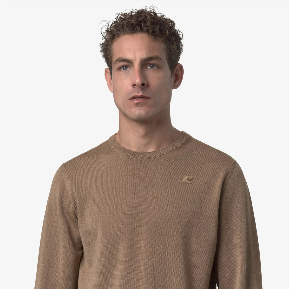 Maglione in lana merino Sebastien da uomo, colore Brown Cartouche - Dettaglio manica