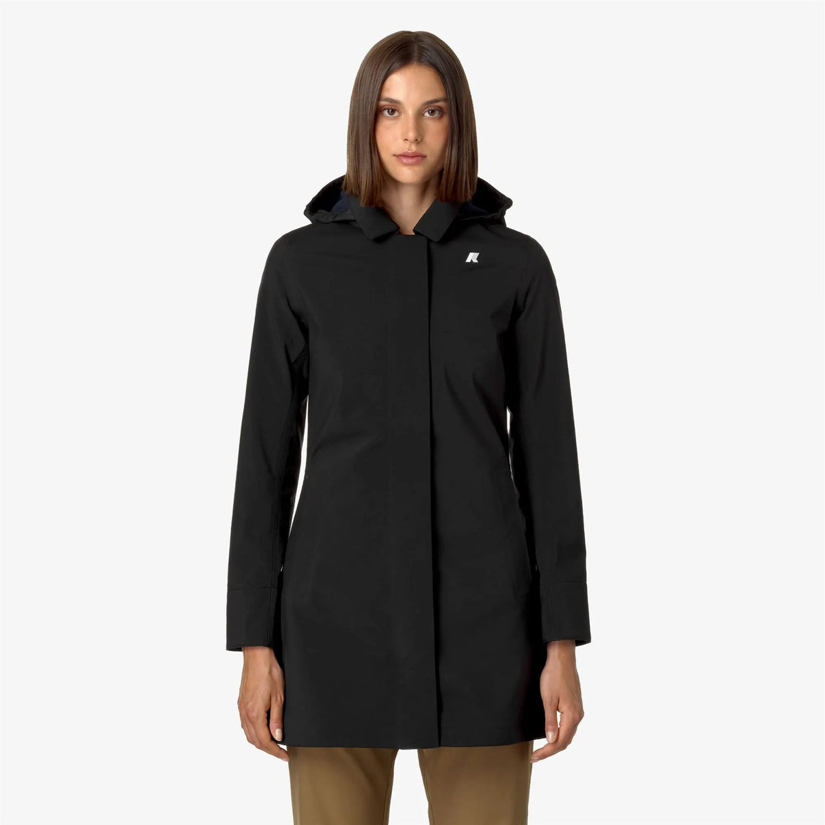 Trench donna K-Way Mathy Bonded Black - Blue Depth K2148BW A3C - Fronte