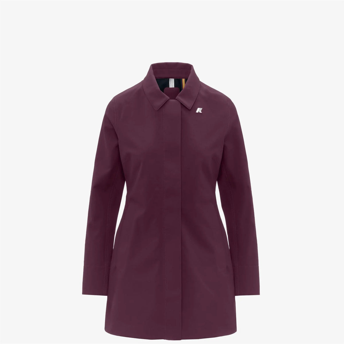 Giacca Mathy Bonded da donna, lunghezza 3/4, colore Violet Mauve Wine (codice D0R) - tasca e cuciture