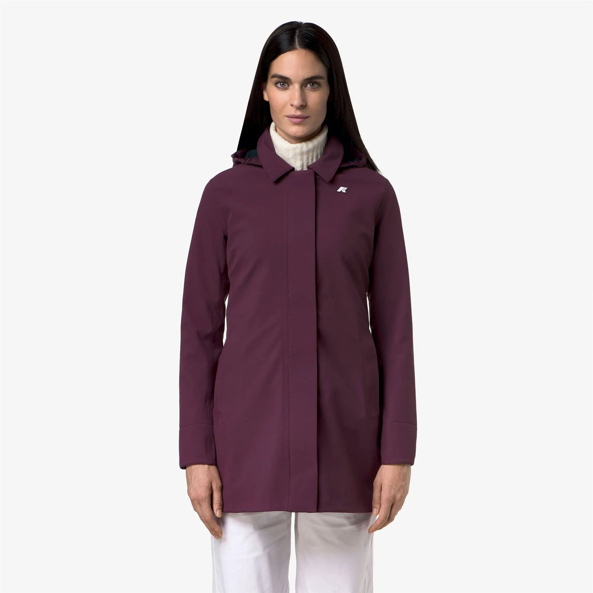 Giacca Mathy Bonded da donna, lunghezza 3/4, colore Violet Mauve Wine (codice D0R) - vista frontale