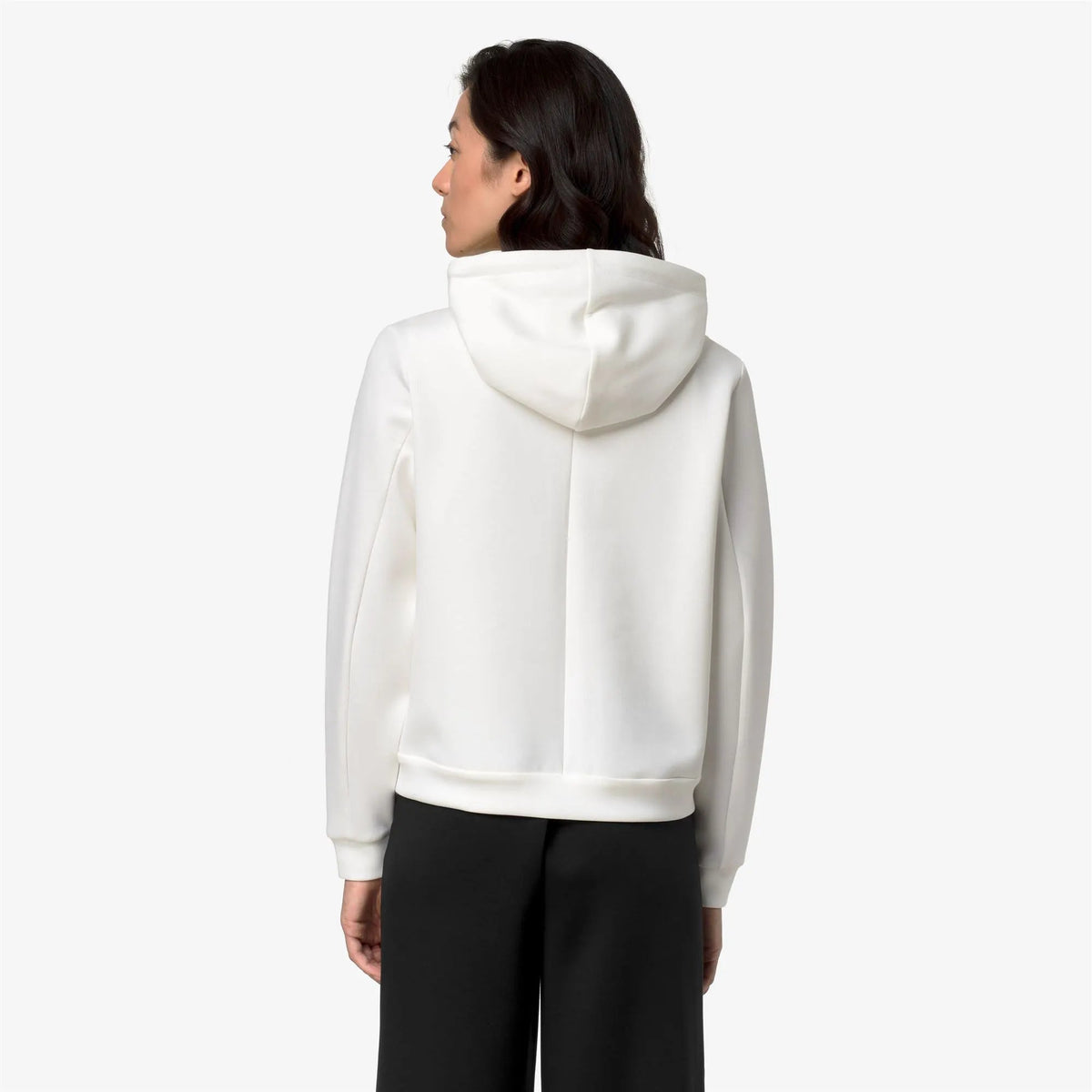 Felpa con cappuccio K-Way Deva Light Spacer K31453W XP2 Beige Cashmere - Primo piano frontale zip e mentoniera