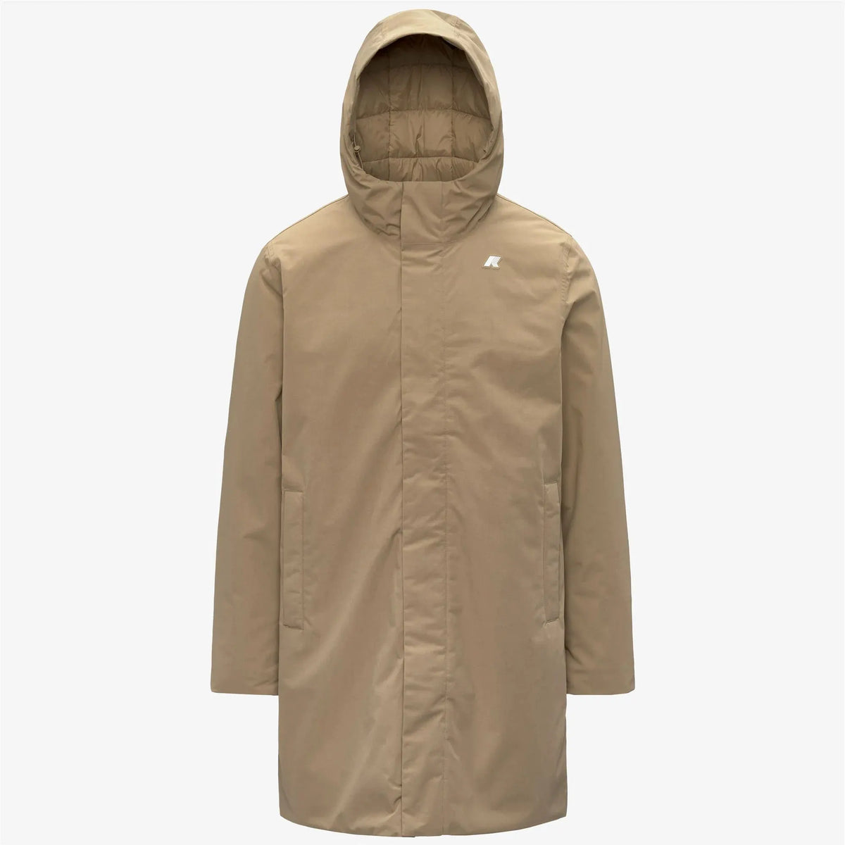 K-Way K4157FW 677 Trench Thomas Warm Micro Canvas Beige Khaki - Dettaglio Cappuccio