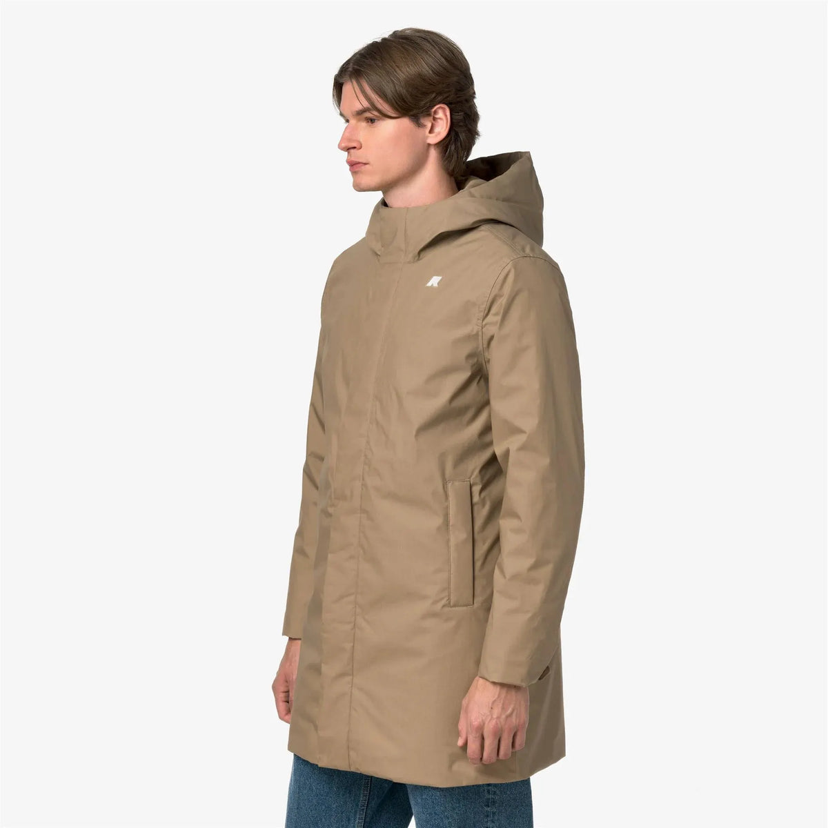 K-Way K4157FW 677 Trench Thomas Warm Micro Canvas Beige Khaki - Vista Posteriore