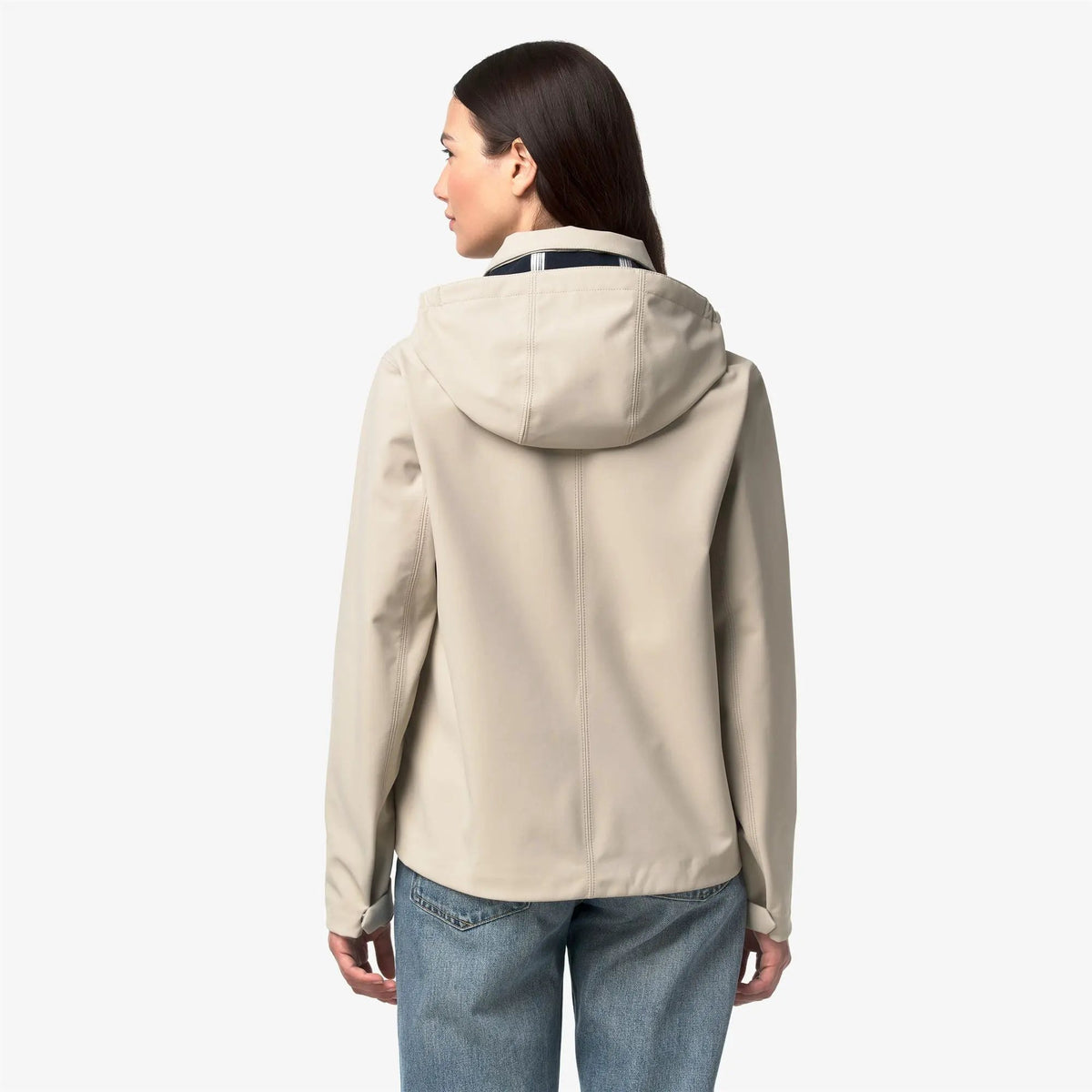 Giacca da donna K-Way Bleizou Bonded - Beige Cashmere / Blue Depth, vista posteriore.