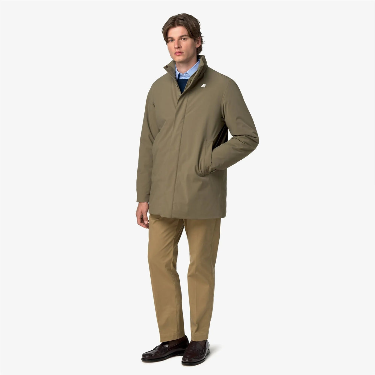 Giacca K-WAY Duke St Warm Green Army - Dettaglio tessuto e cuciture termonastrate