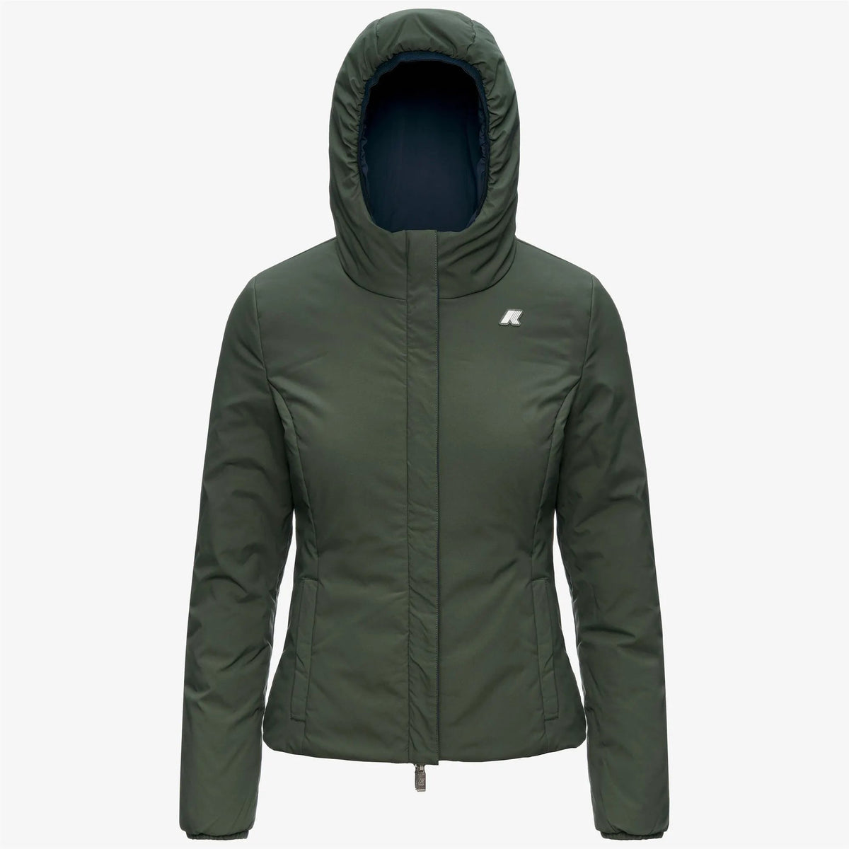 Giacca corta reversibile da donna K-Way Lily St Warm Double K6128TW AG5 colore Blue Depth Green Blackish - Vista posteriore lato tecnico
