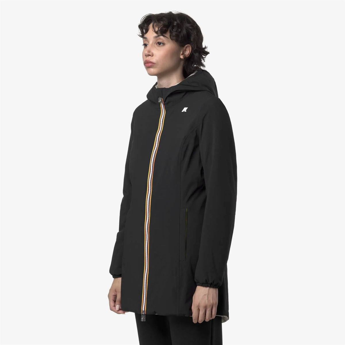 K-Way Denise St Warm Double K6128UW Black Pure dettaglio zip e collo