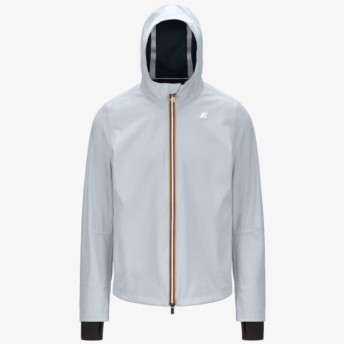 K-Way Jacko Bonded K6131BW D01 — Grey Ash - Blue Depth, dettaglio tasche e chiusura