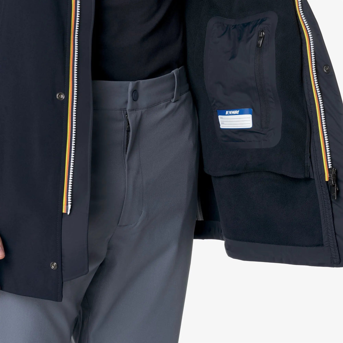 K-Way Marlyn Bonded K7126UW A2B Blue Depth - Dettaglio Cappuccio e Chiusura