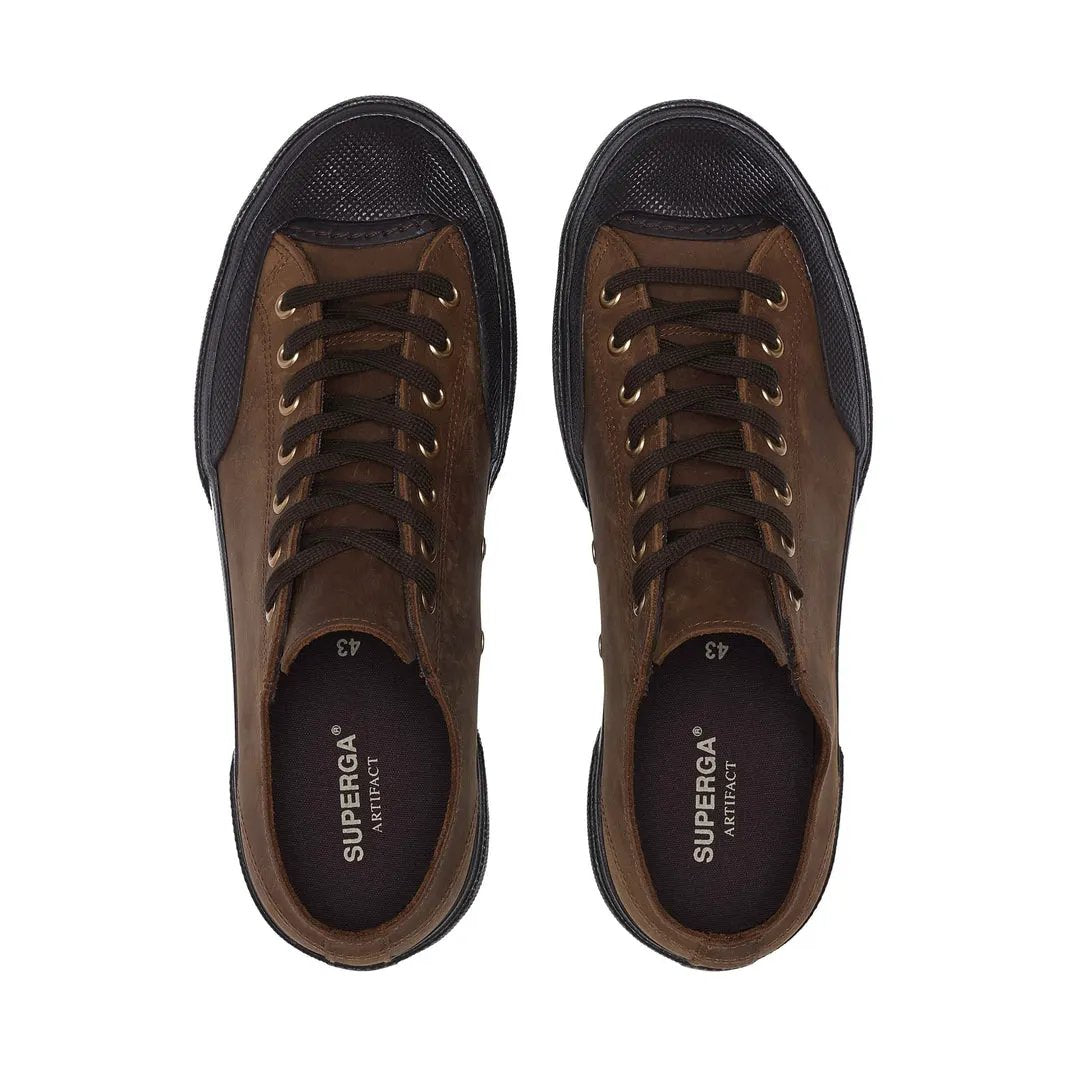 Sneakers Superga 2432 Works Crazy Horse Leather S21537W Brown Horse-Black - Vista Suola Dettaglio