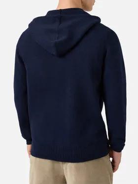SAINT BARTH Notting NOT0002 - Felpa con cappuccio in lambswool, colore Night Blue - particolare cappuccio e collo
