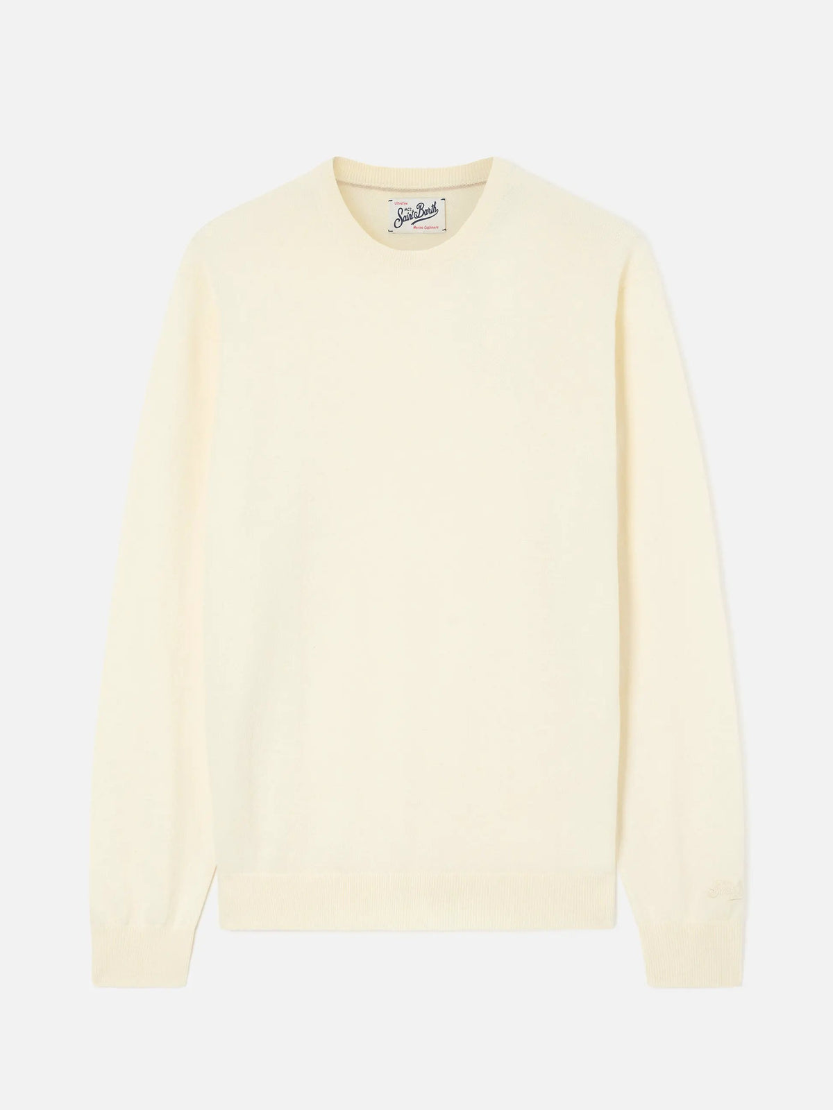SAINT BARTH REGE008 / 00023M - Sweater Regent in mélange off white, maglione girocollo in misto lana merino e cashmere