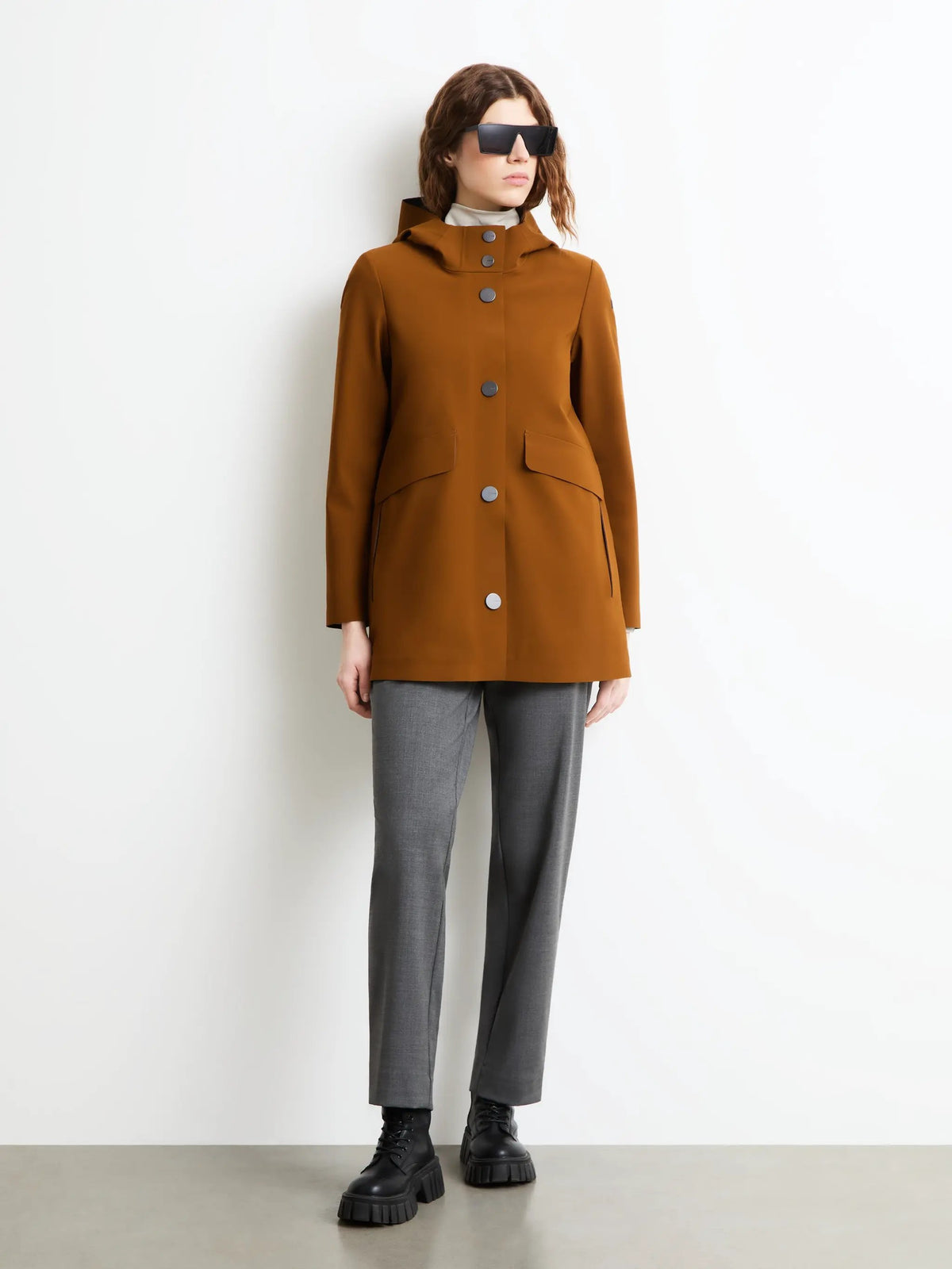 RRD W26525 Surflex Winter Thermo Parka donna - Light Orange, dettaglio cappuccio e collo