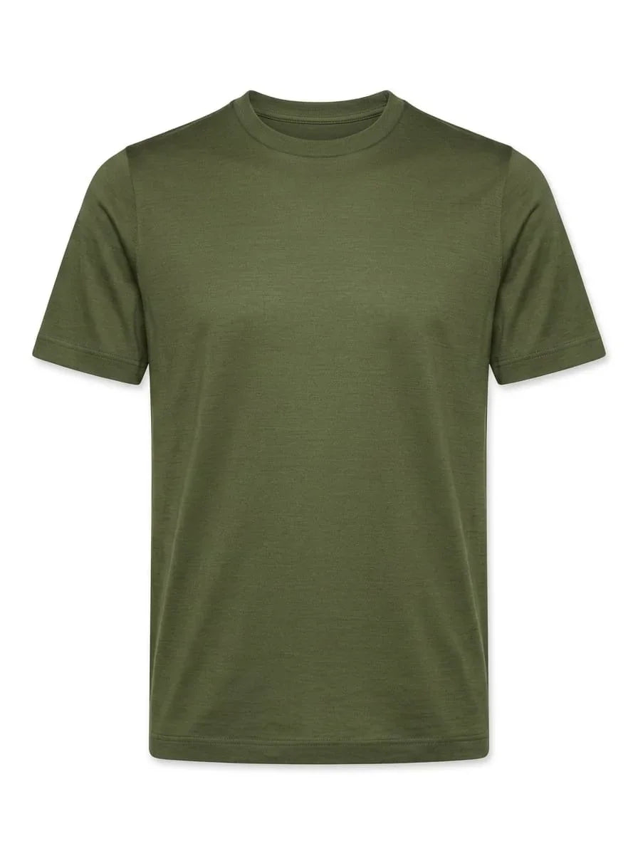 T-shirt verde militare uomo in cotone, manica corta, abbigliamento casual Made in Italy