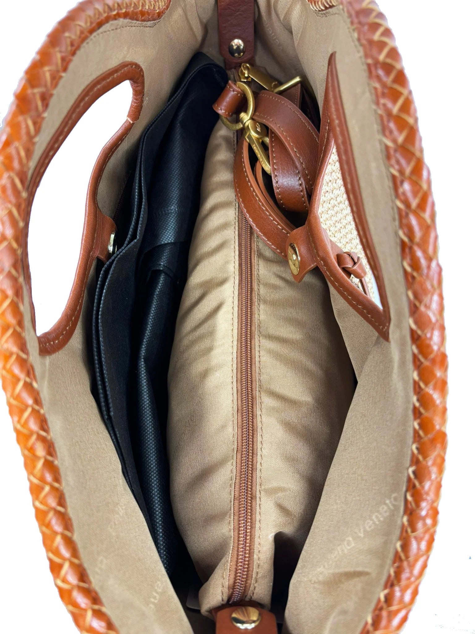 Pelletteria Veneta P26824-CUOI HAND BAG Large hand-woven straw bag and basin