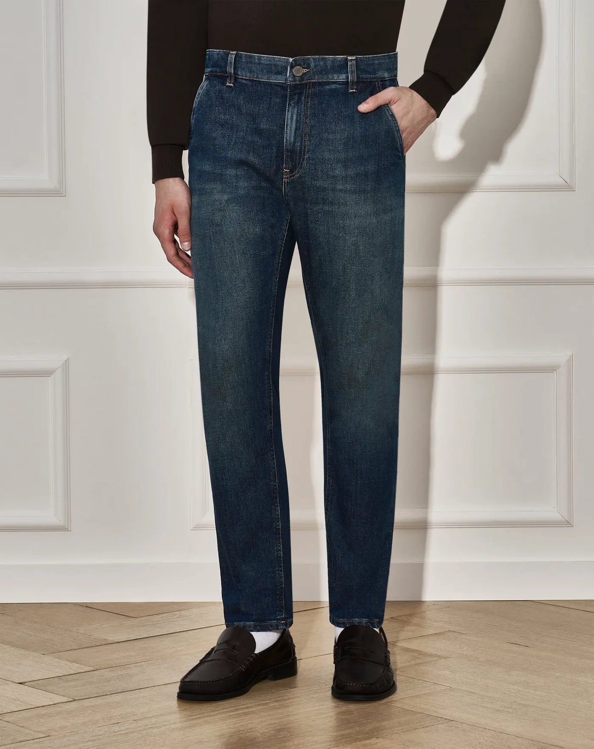 Jeans PT Torino Indie blue denim stretch - Dettaglio vita e bottoni