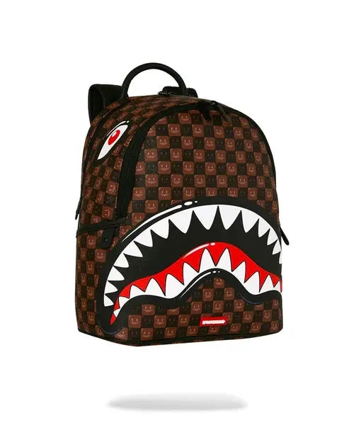 SPRAYGROUND B9305 BACKPACK SHARKS IN PARIS WTF BUBBLE BROWN CHECK SAVAGE by SPRAYGROUND