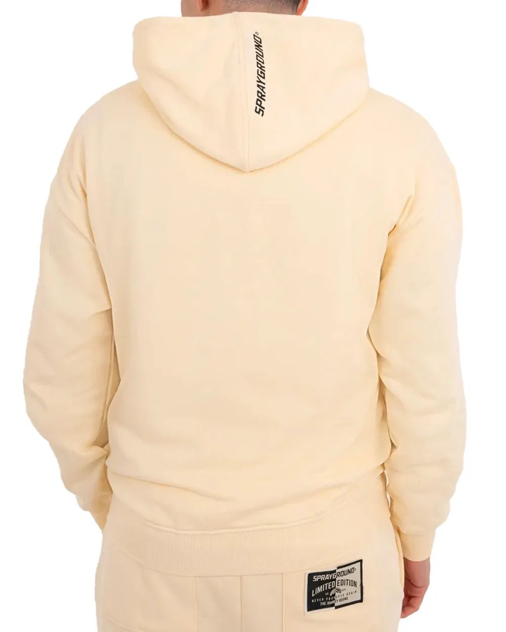 Felpa con cappuccio Sprayground Pure Regular SP965G Cream - Dettaglio logo e finiture