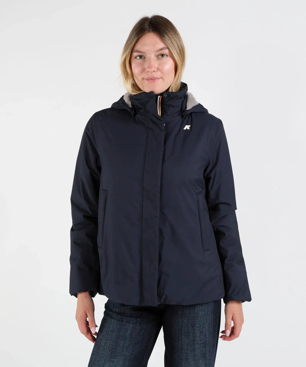 K-WAY K8144BW-DCA Marlette Twill Soft Beaver — vista frontale, colore Blue Depth - Grey