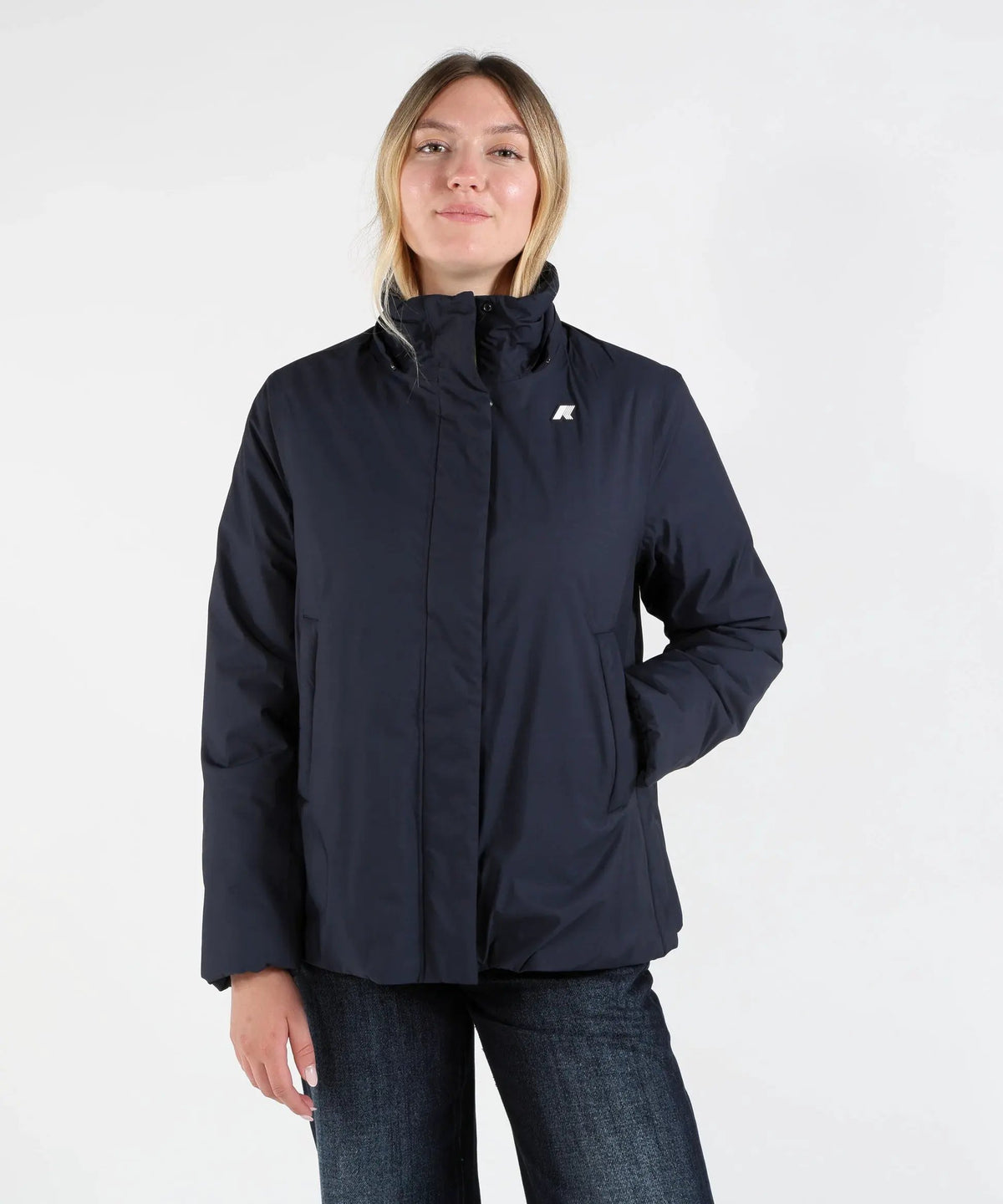 K-WAY K8144BW-DCA Marlette Twill Soft Beaver — particolare tessuto Twill Soft Beaver, colore Blue Depth - Grey