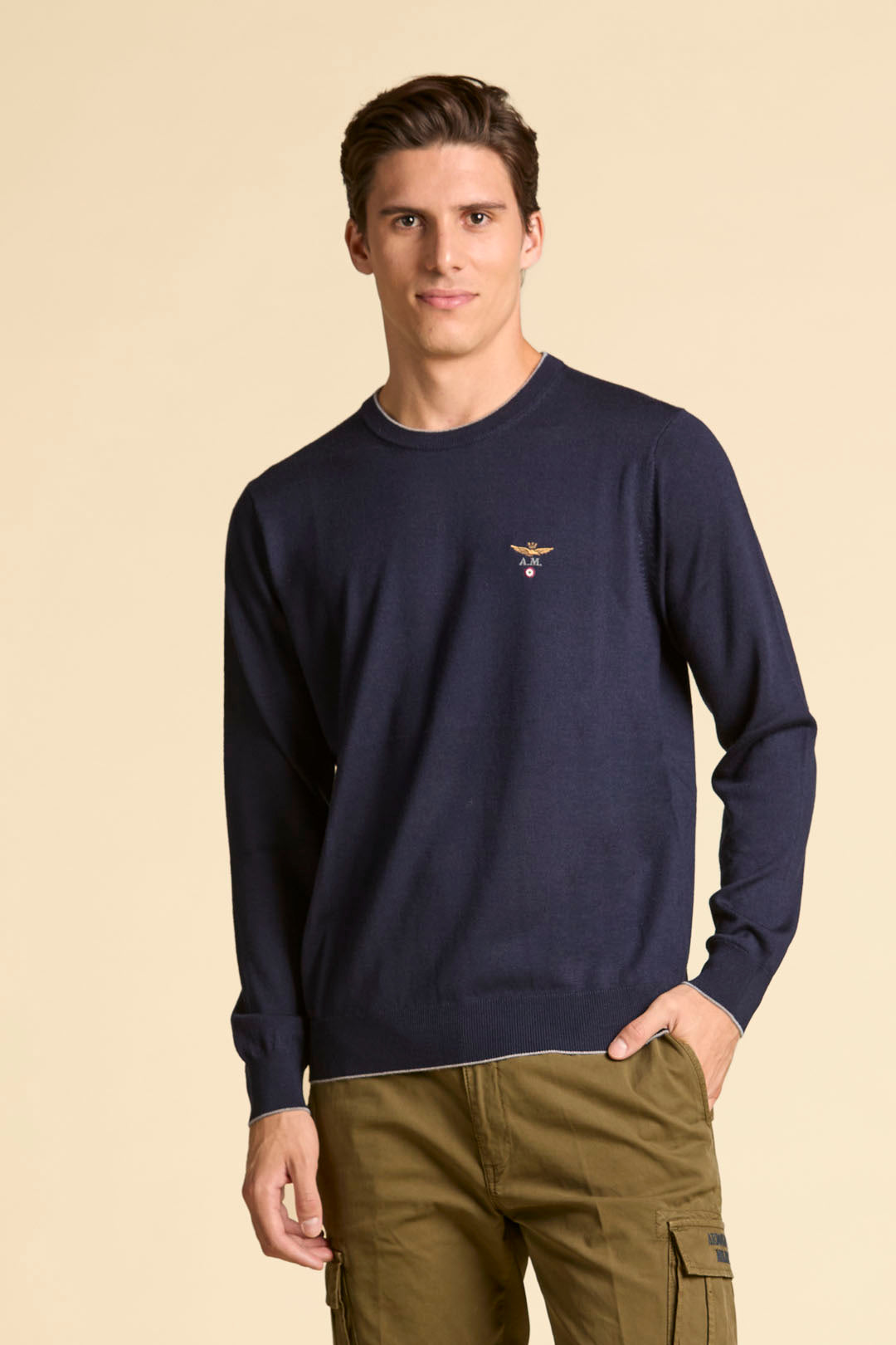 AERONAUTICA MILITARE MA1567UL00415 08396  KNIT GIROCOLLO IN LANA MERINO - Atelier Fratelli Carbè