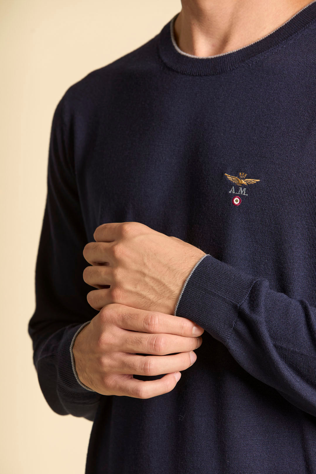 AERONAUTICA MILITARE MA1567UL00415 08396  KNIT GIROCOLLO IN LANA MERINO - Atelier Fratelli Carbè