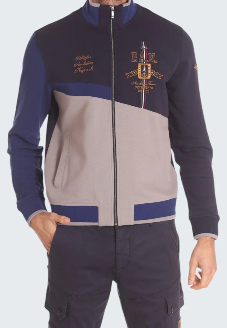 AERONAUTICA MILITARE FE1945F564 94564  SWEAT SHIRT FELPA CENTRO SPORTIVO DARK BLU STONE GREY - Atelier Fratelli Carbè