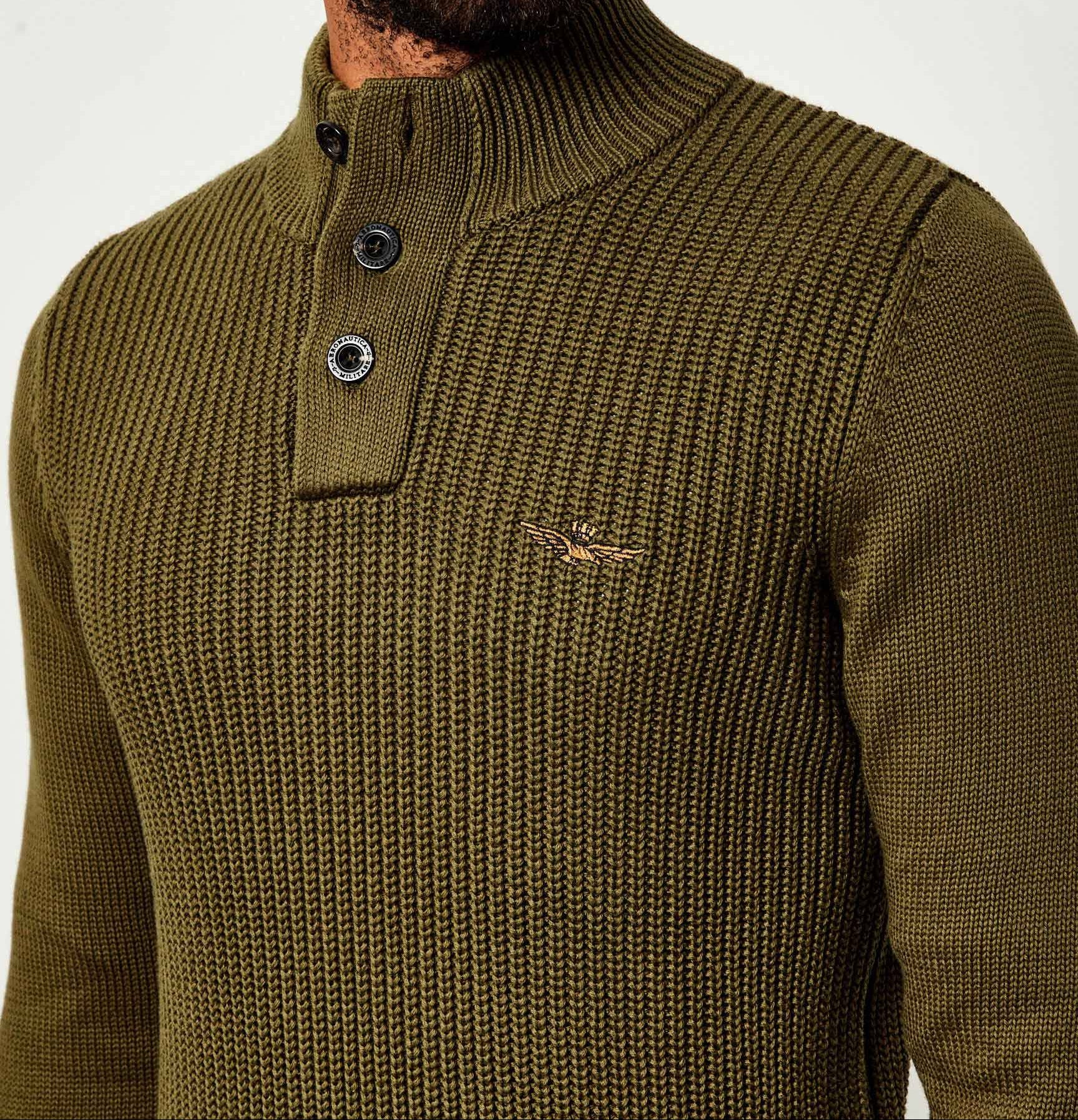 AERONAUTICA MILITARE MA1572UL00409 07198  KNIT MAGLIA  COLLO ALTO BOTTONI - Atelier Fratelli Carbè