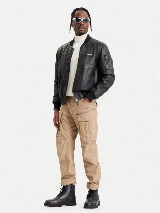 Giacca Blouson in Pelle Aeronautica Militare 262PN0966UPL00328 Nero - Vista di tre quarti