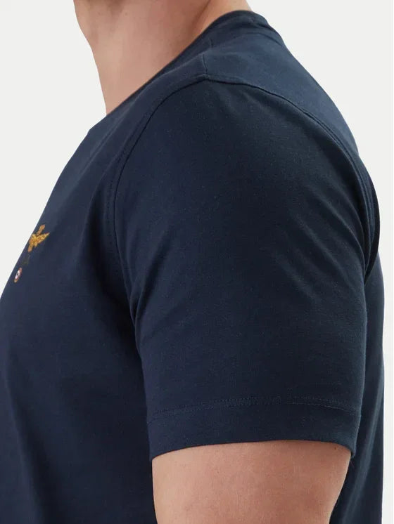 T-shirt uomo blu scuro regular fit con dettaglio ricamo sul petto, stile casual