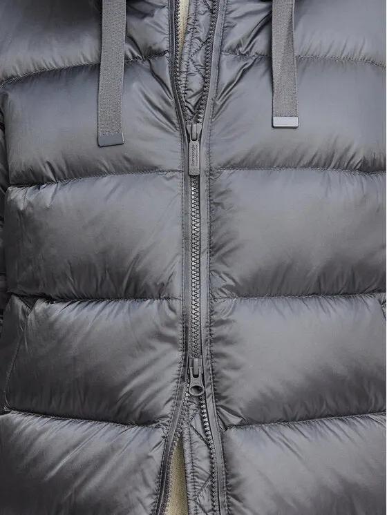 Piumino donna Bomboogie Rome Jacket Ash Grey - Dettaglio cappuccio e collo