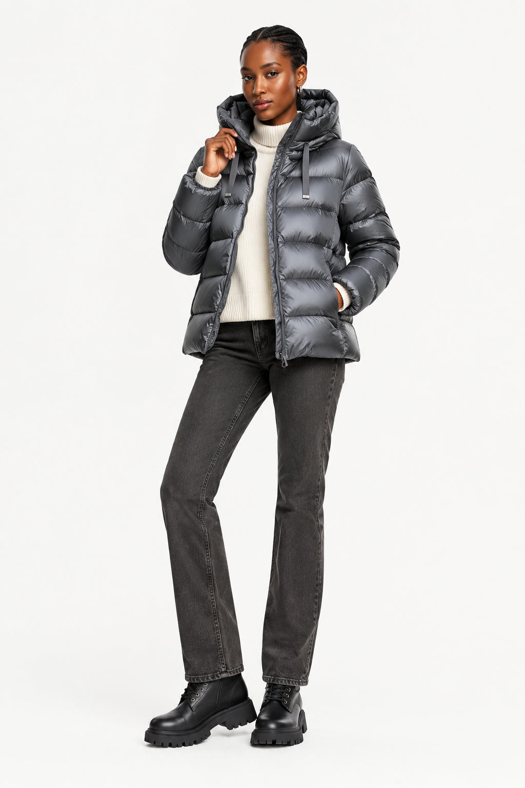 Piumino donna Bomboogie Rome Jacket Ash Grey - Dettaglio laterale