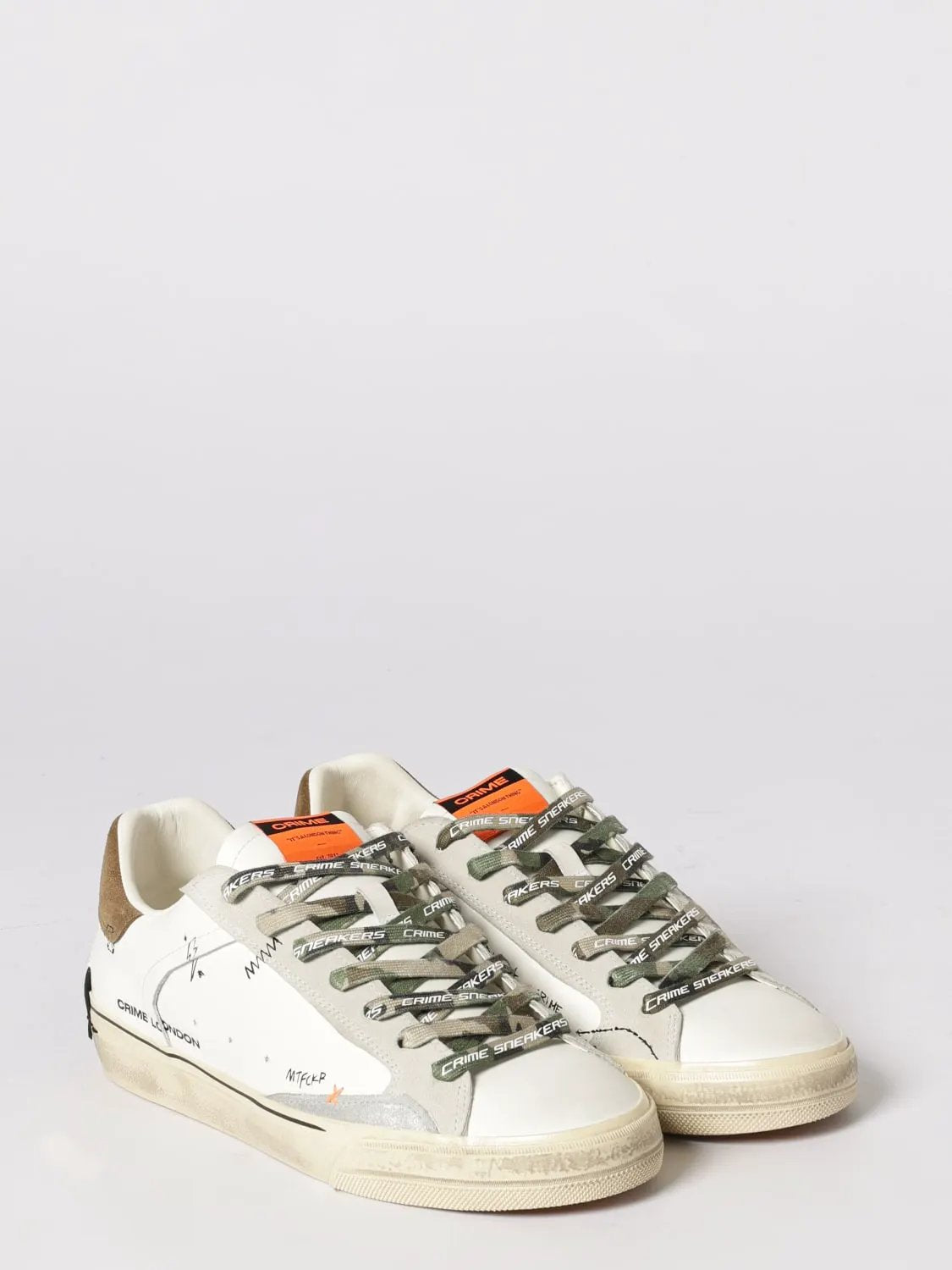 Crime London Sneaker Distressed 19071PP8.10 Bianco Cuoio - Dettaglio e Suola