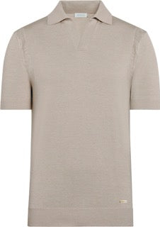 Camicia polo HESKIMO HE1400013 BG in misto seta, maniche lunghe, tessuto morbido e elegante, colore blu.