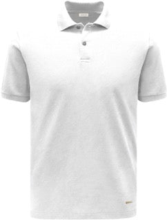 Maglietta polo bianca HESKIMO HE1410008 con colletto e bottoni, vestibilità classica, tessuto morbido e comodo.