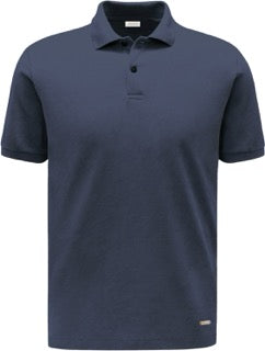 Camicia polo blu HESKIMO HE1410008 con collo e bottoni, tessuto morbido e comodo, vista frontale.