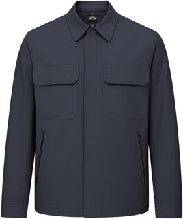 Giacca blusa HESKIMO HE1440010 BL con collo a camicia, tessuto in stile casual, colore blu, vista frontale.