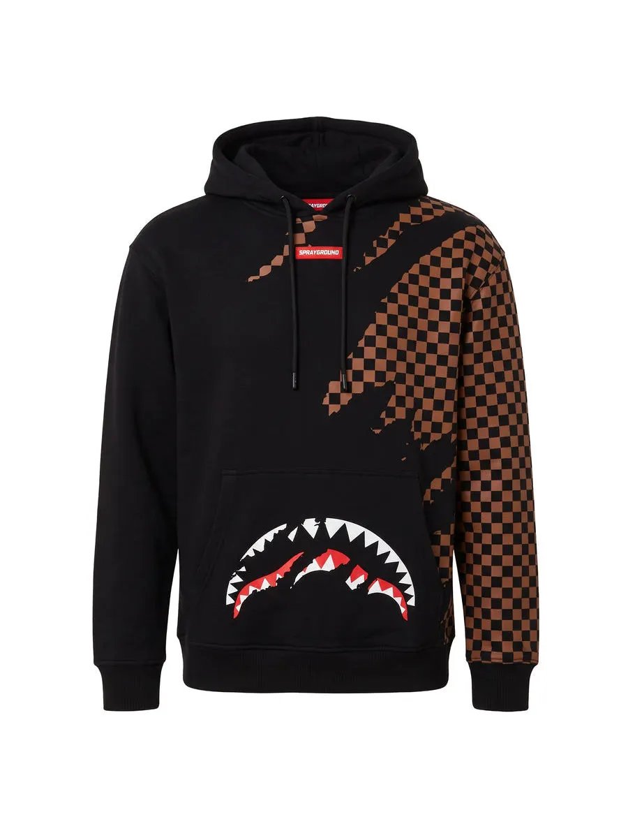 Felpa con cappuccio Sprayground Claw Tear Check SP951G Unisex dettaglio grafica e tessuto