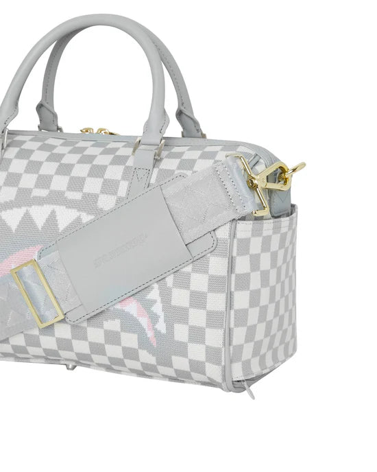 SPRAYGROUND D7850  HAND BAG KNIT SHARKS IN PARIS IN CREAM MINI DUFFLE - Atelier Fratelli Carbè