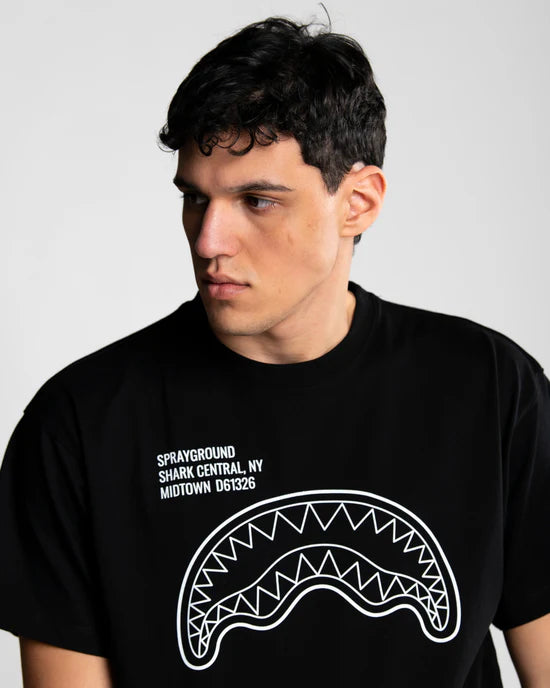 SPRAYGROUND SP831BLK  T-SHIRT SHARK CENTRAL NEW REGULAR T-SHIRT BLK - Atelier Fratelli Carbè